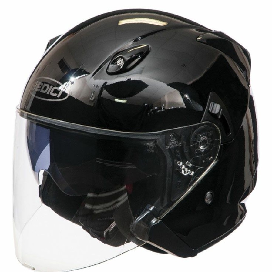 Helmets * | Sedici Aperto Gloss Black Open Face Helmet