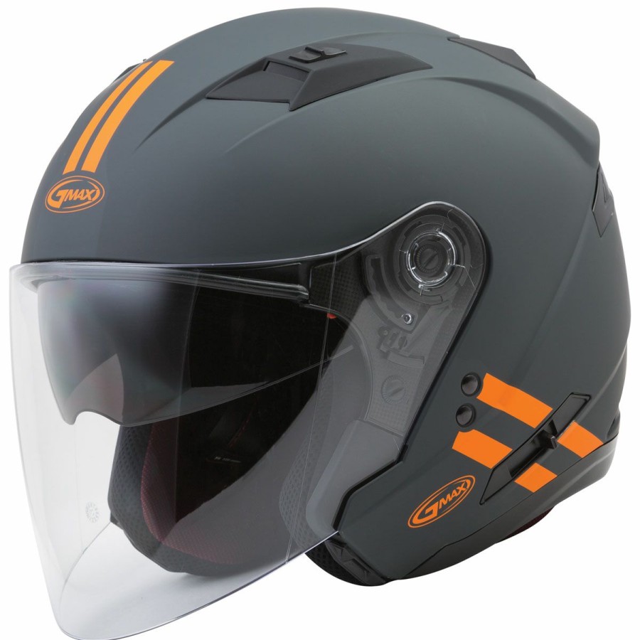 Helmets * | Gmax Of77 Downey Gray/Orange Open Face Helmet