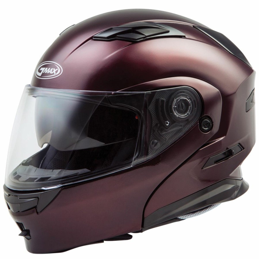 Helmets * | Gmax Md-01 Wine Red Modular Helmet