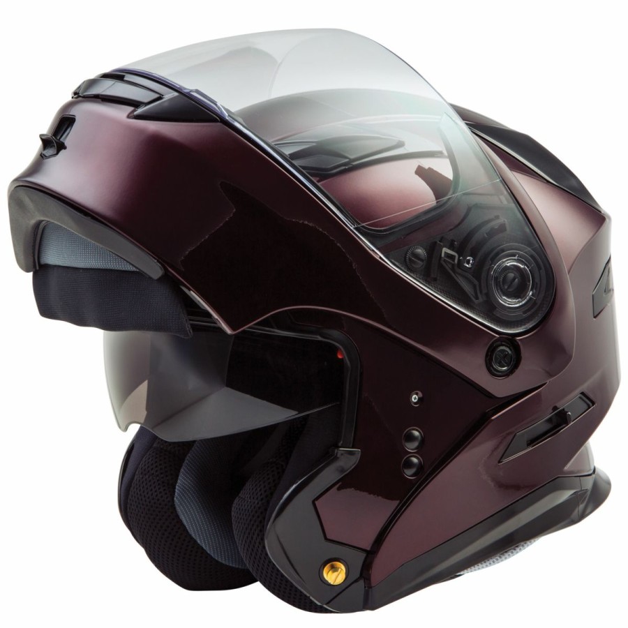 Helmets * | Gmax Md-01 Wine Red Modular Helmet