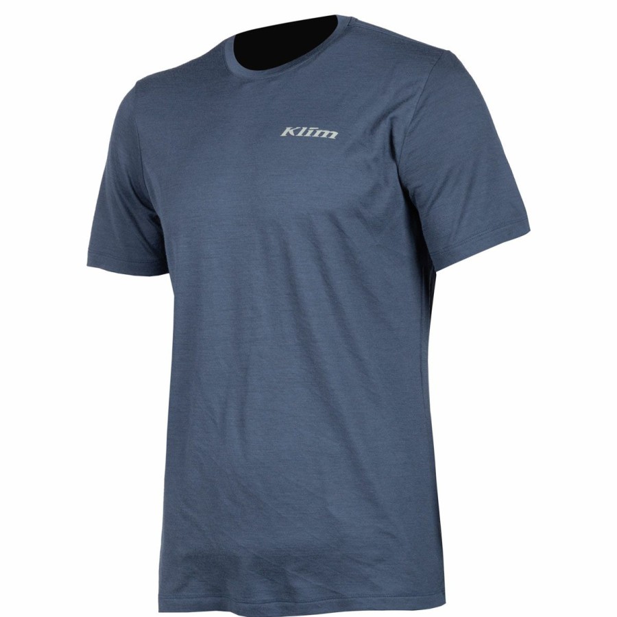 Base Layers & Underwear * | Klim Men'S Teton Merino Wool Blue Short Sleeve T-Shirt