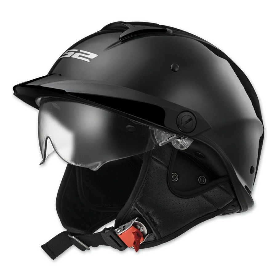 Helmets * | Ls2 Rebellion Gloss Black Half Helmet