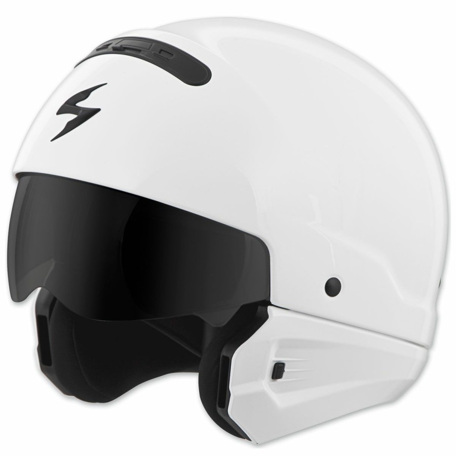 Helmets * | Scorpion Exo Covert Gloss White Half Helmet