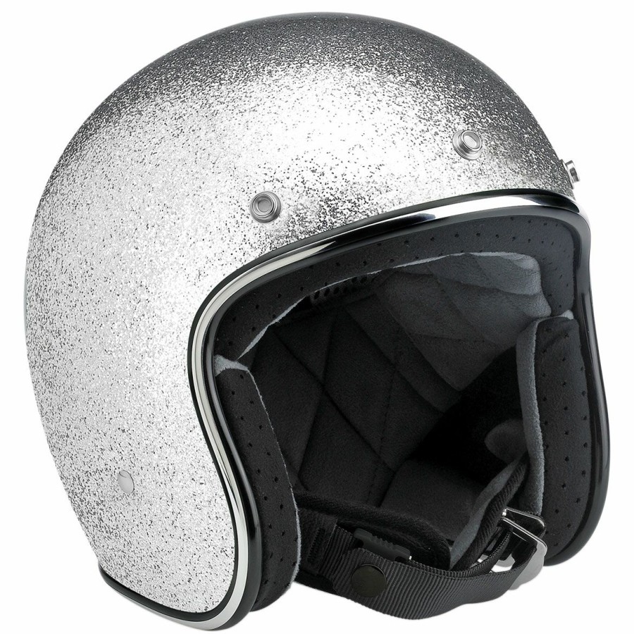 Helmets * | Biltwell Inc. Bonanza Brite Silver Open Face Helmet