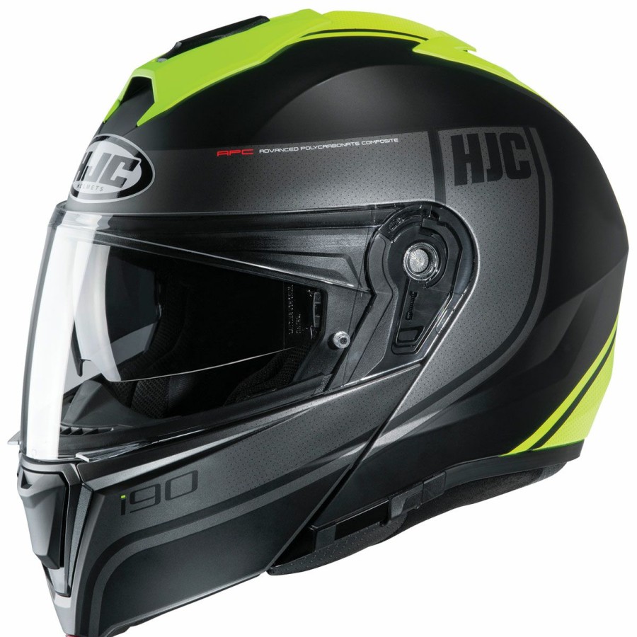 Helmets * | Hjc I90 Davan Black/Hi-Viz Modular Helmet