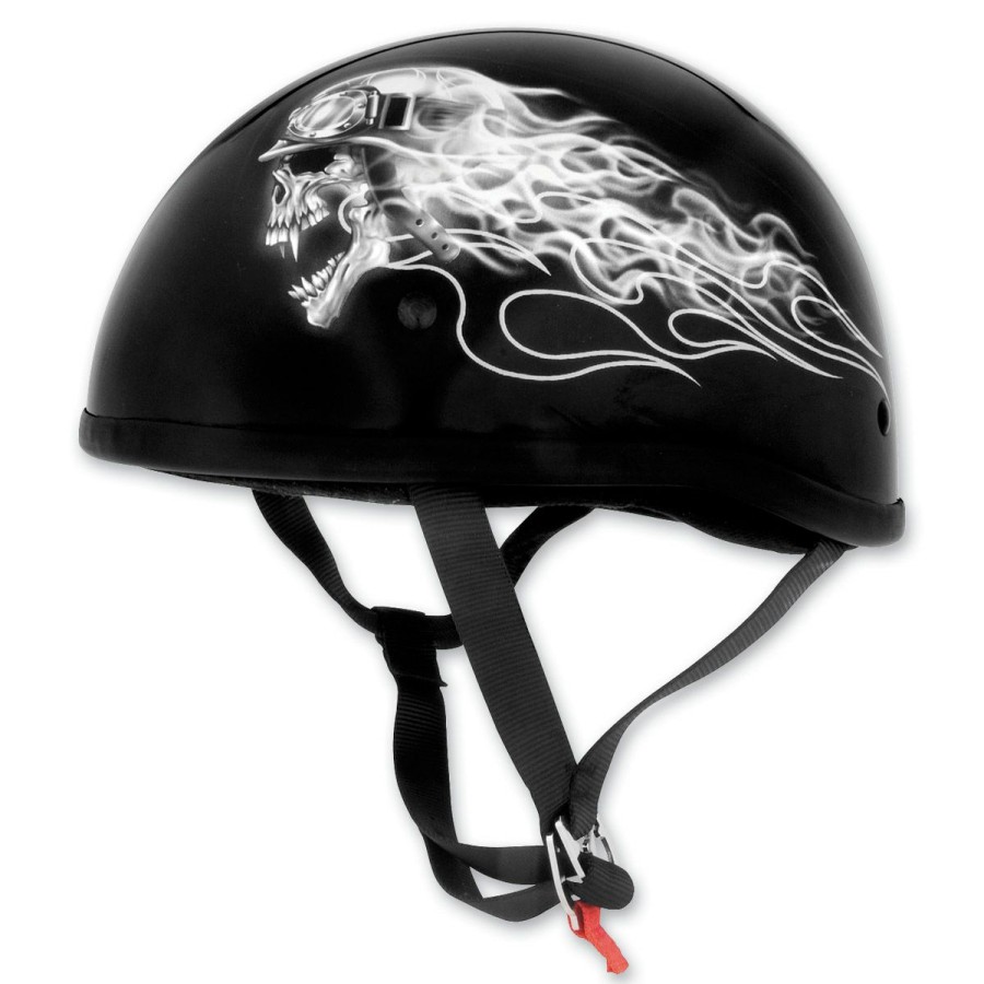 Helmets * | Skid Lid Original Biker Skull Black Half Helmet