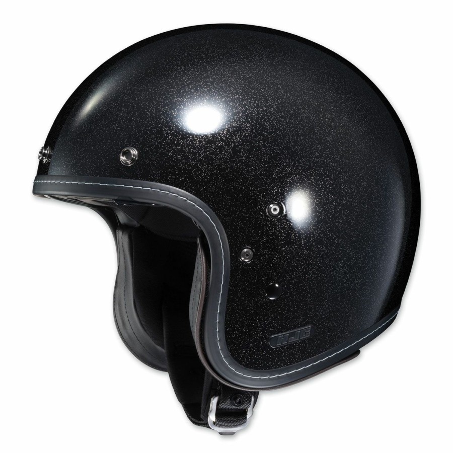 Helmets * | Hjc Is-5 Metal Flake Black Open Face Helmet