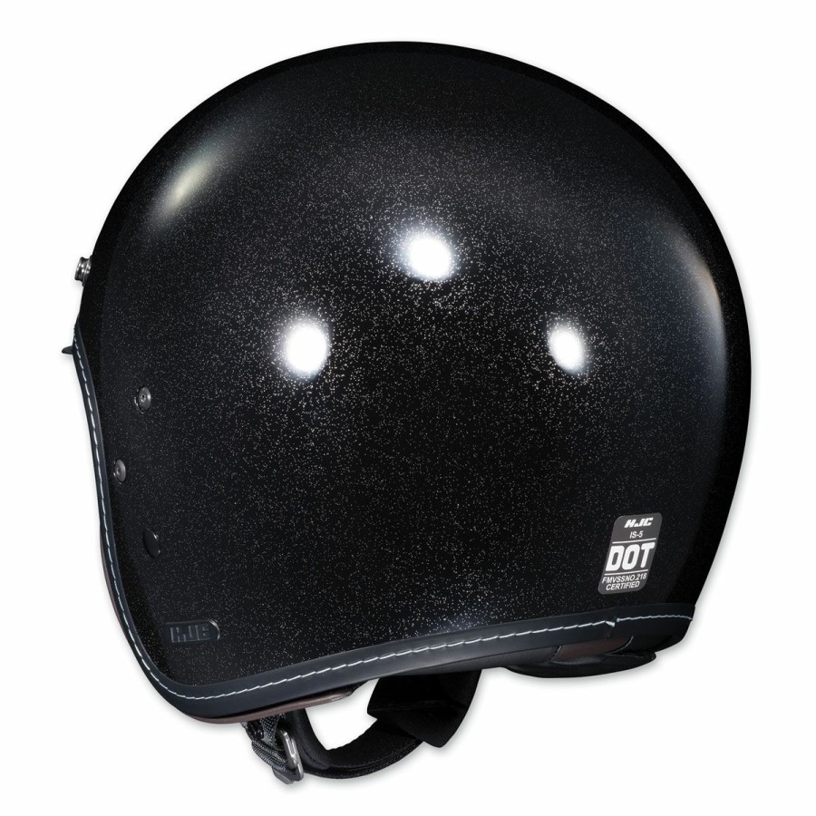 Helmets * | Hjc Is-5 Metal Flake Black Open Face Helmet