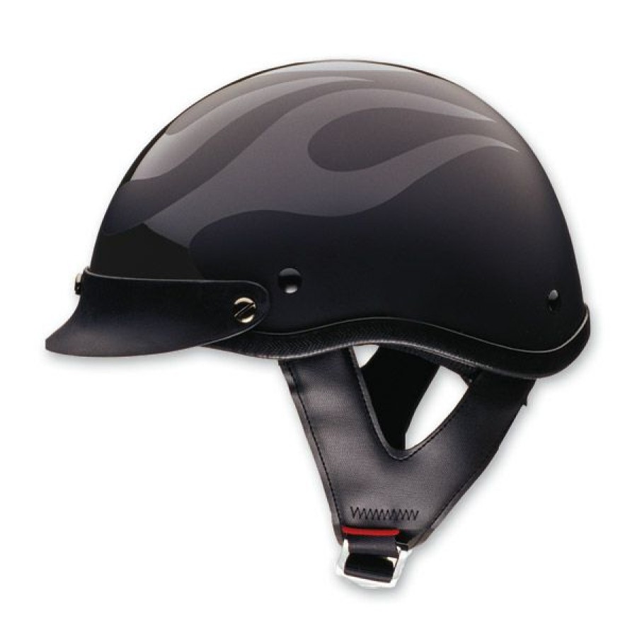 Helmets * | Hci-100 Designer Flame Flat Black Half Helmet