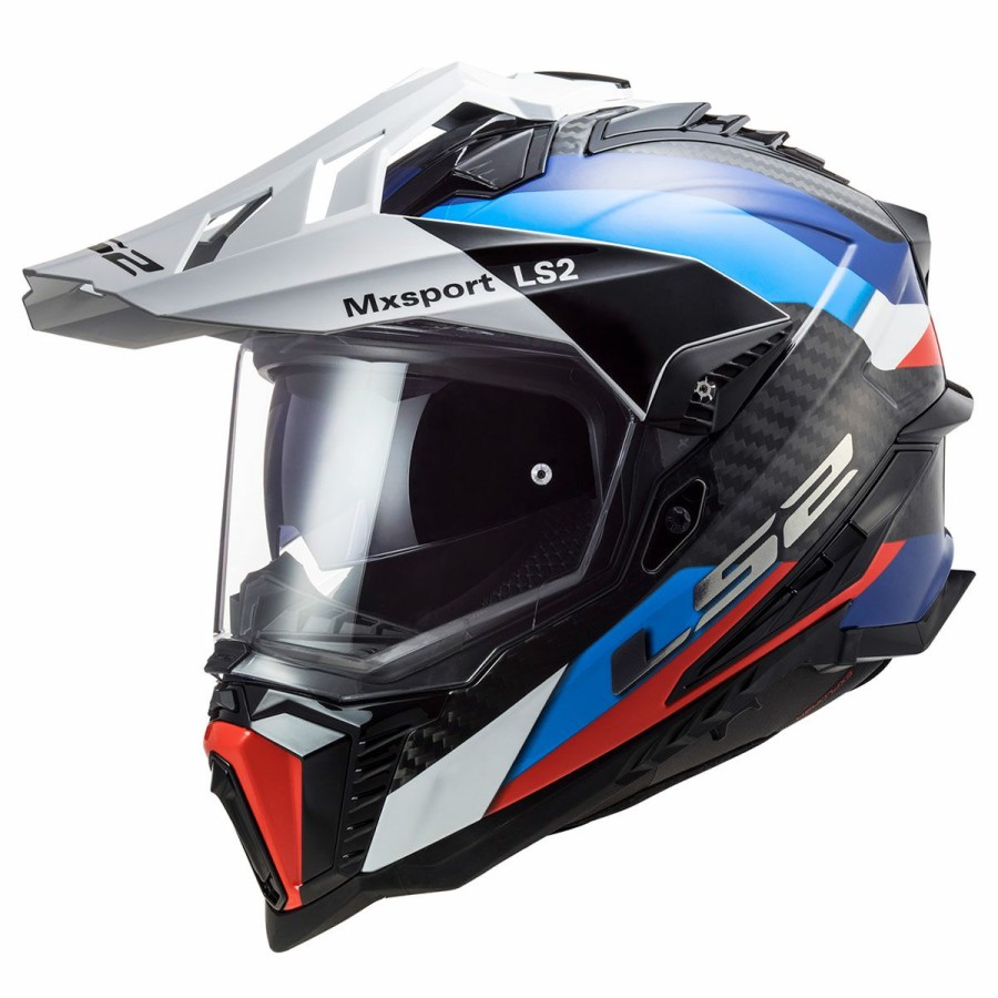 Helmets * | Ls2 Explorer Carbon Frontier Black/Blue Dual Sport Helmet