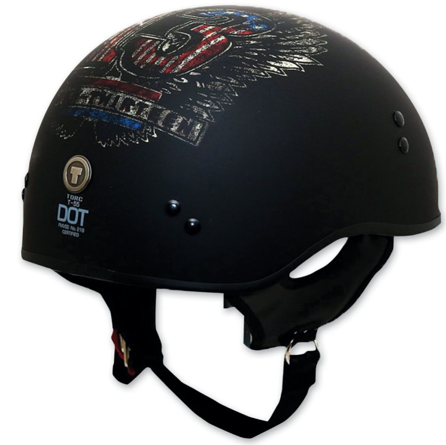 Helmets * | Torc T55 Lucky 13 Wings Black Half Helmet