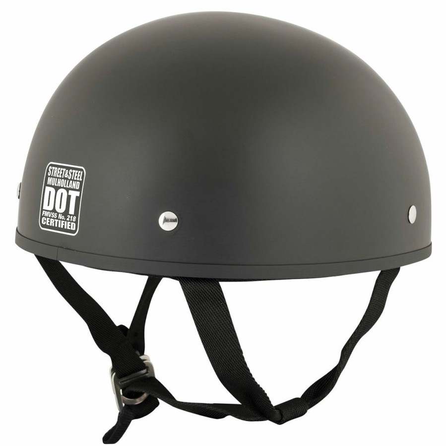 Helmets * | Street & Steel Mulholland Matte Black Half Helmet