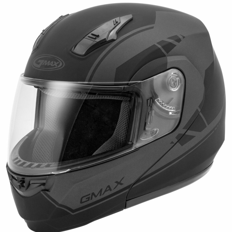 Helmets * | Gmax Md04 Article Black/Gray Modular Helmet