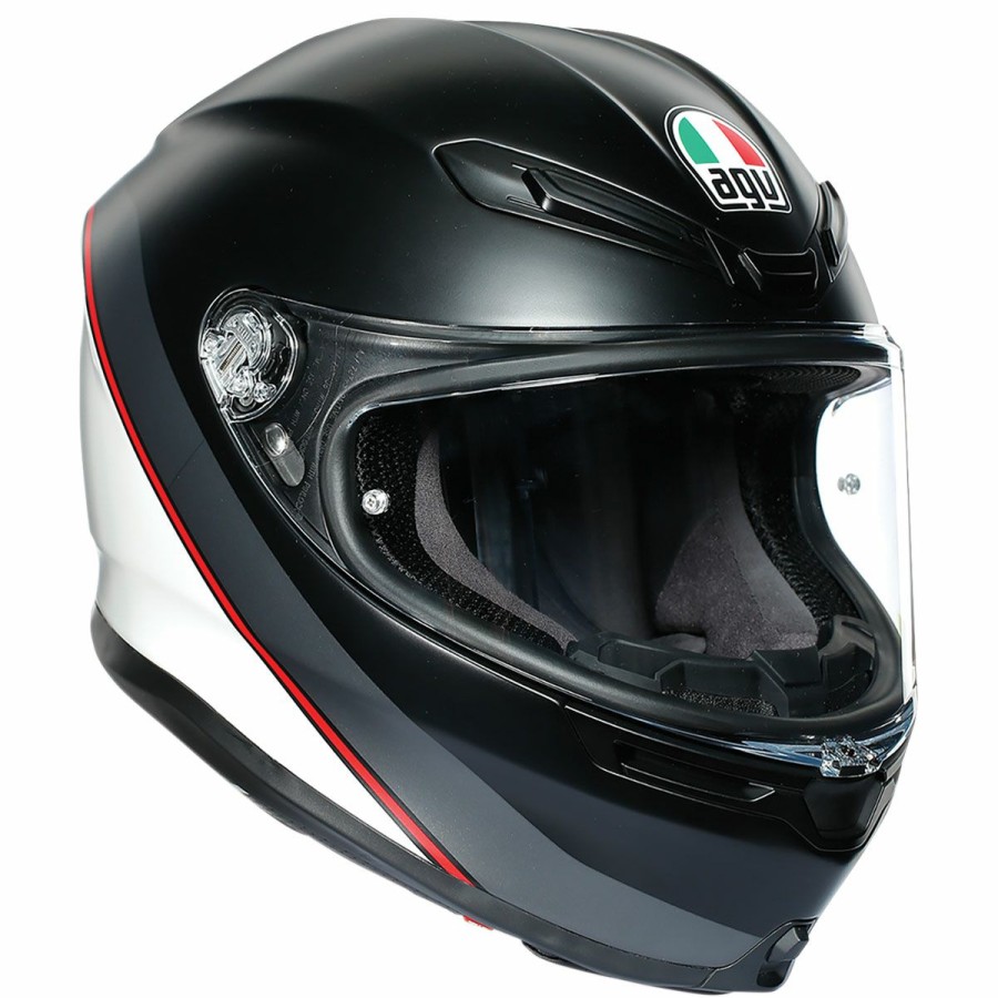 Helmets * | Agv K6 Minimal Matte Black/White/Red Full Face Helmet