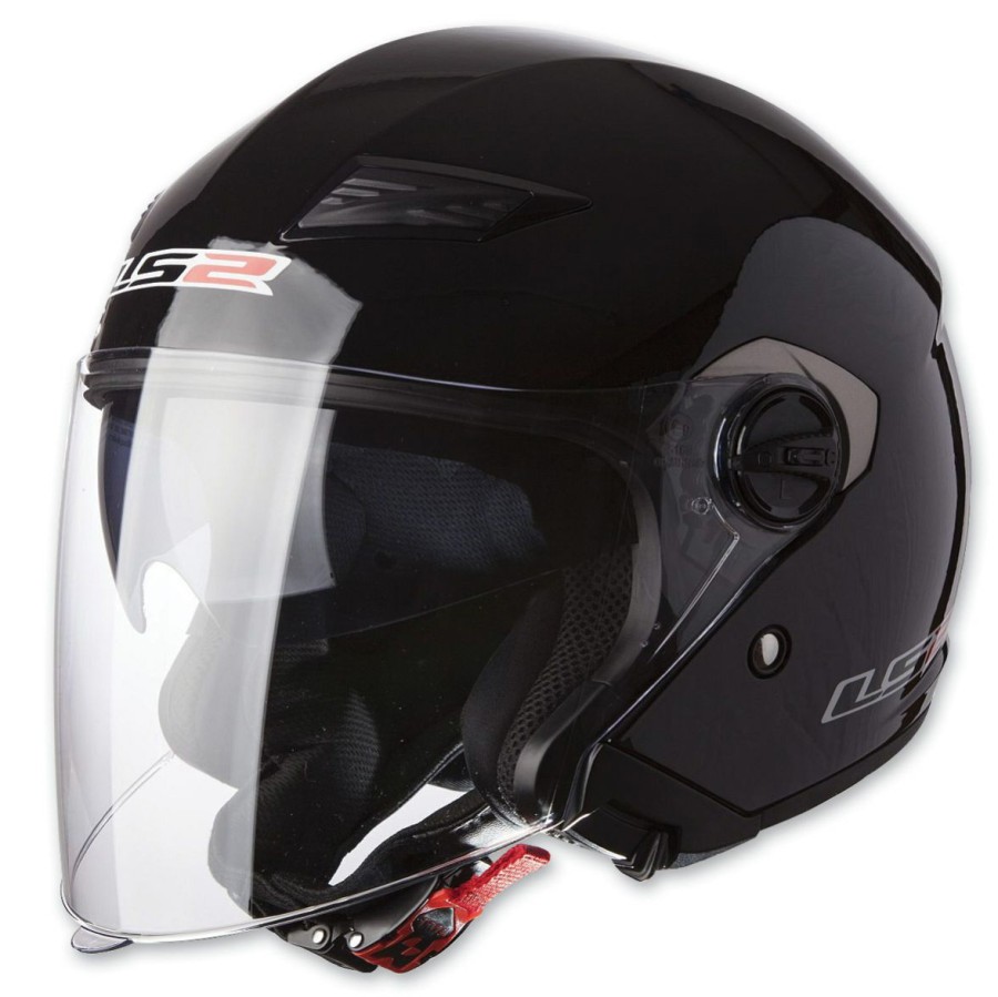 Helmets * | Ls2 Track 569 Solid Gloss Black Open Face Helmet