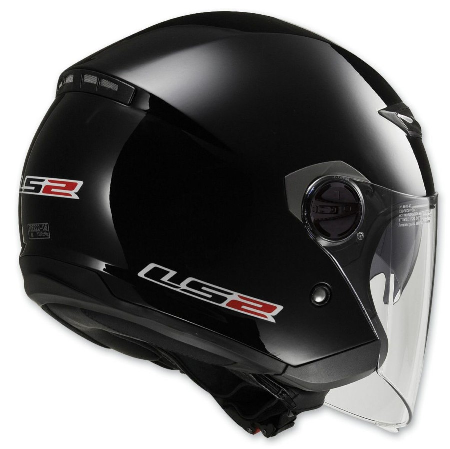 Helmets * | Ls2 Track 569 Solid Gloss Black Open Face Helmet