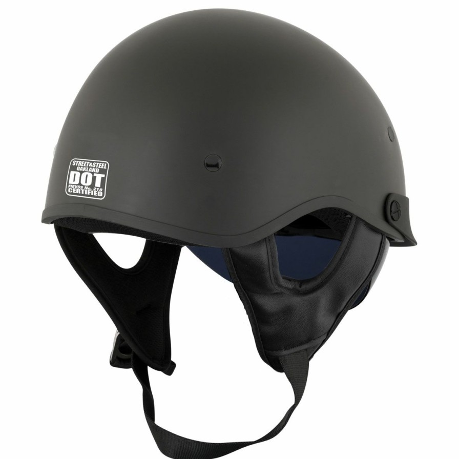 Helmets * | Street & Steel Oakland Matte Black Half Helmet