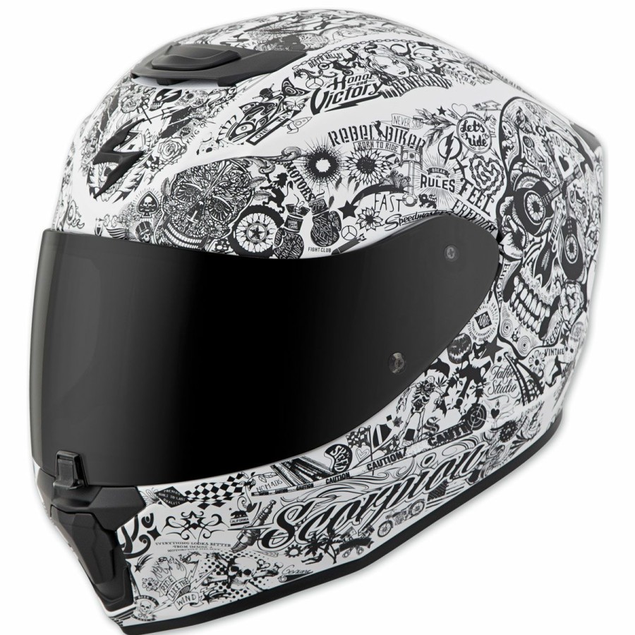 Helmets * | Scorpion Exo Exo-R420 Shake White Full Face Helmet