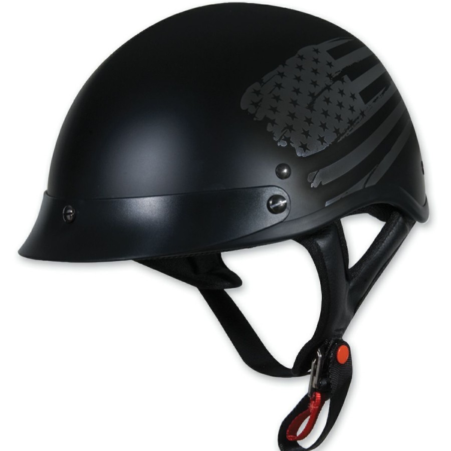 Helmets * | Torc T53 Flag Black Half Helmet