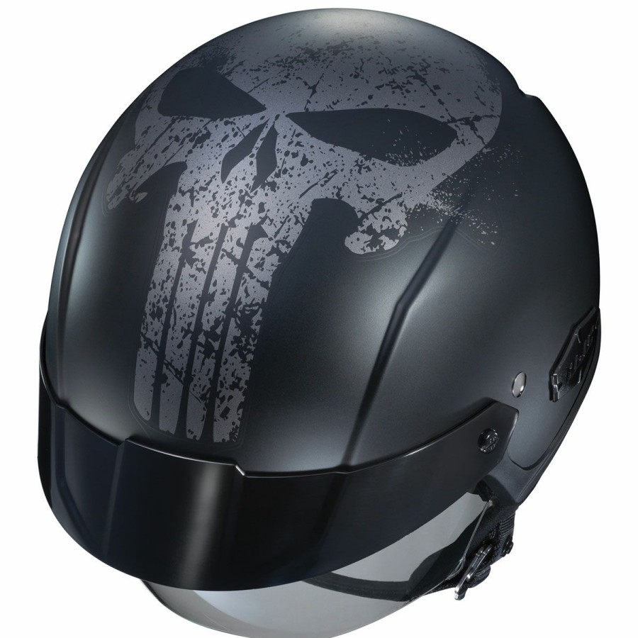 Helmets * | Hjc Is-Cruiser Punisher Black Half Helmet