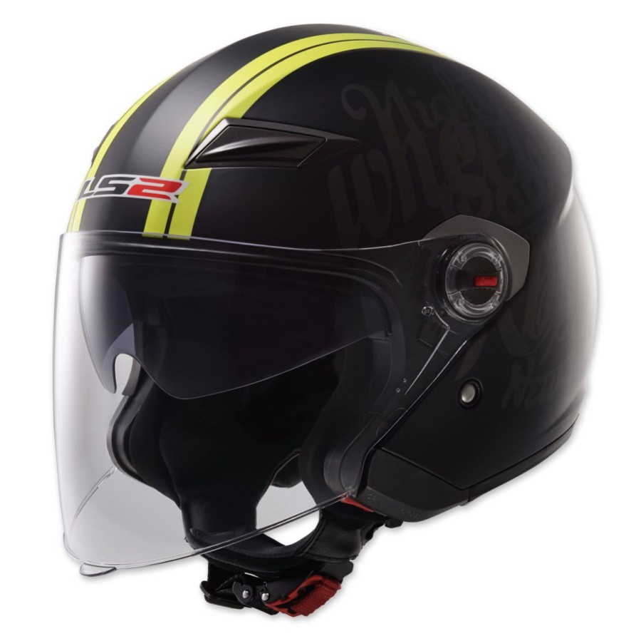 Helmets * | Ls2 Of569 Party Matte Black/Hi-Viz Open Face Helmet