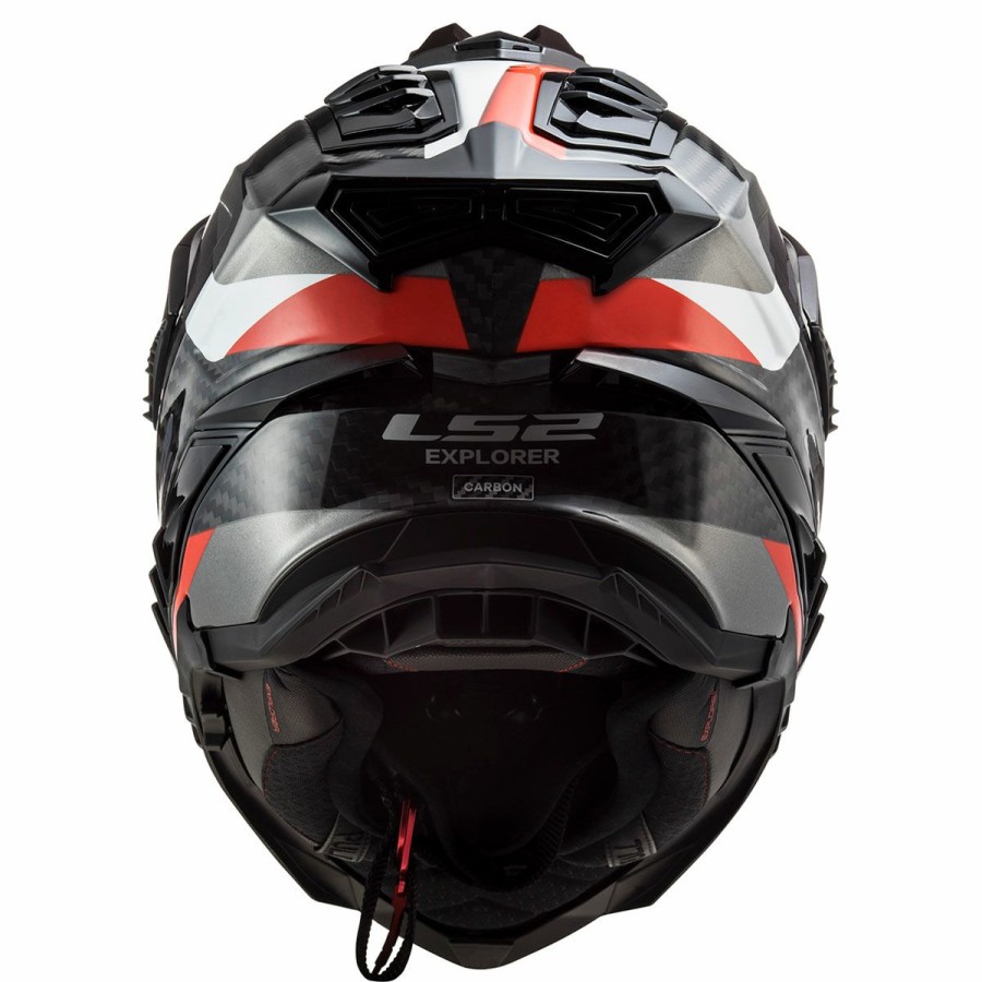 Helmets * | Ls2 Explorer Carbon Frontier Matte Titanium/Red Dual Sport Helmet