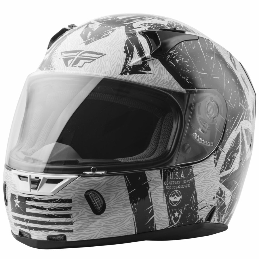 Helmets * | Fly Racing Street Revolt Fs Liberator Gloss White/Black Full Face Helmet