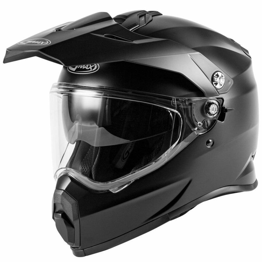 Helmets * | Gmax At-21 Matte Black Dual Sport Helmet