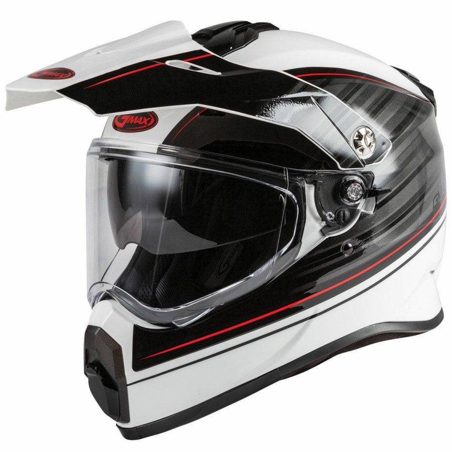 Helmets * | Gmax At-21 Raley White/Gray/Red Dual Sport Helmet