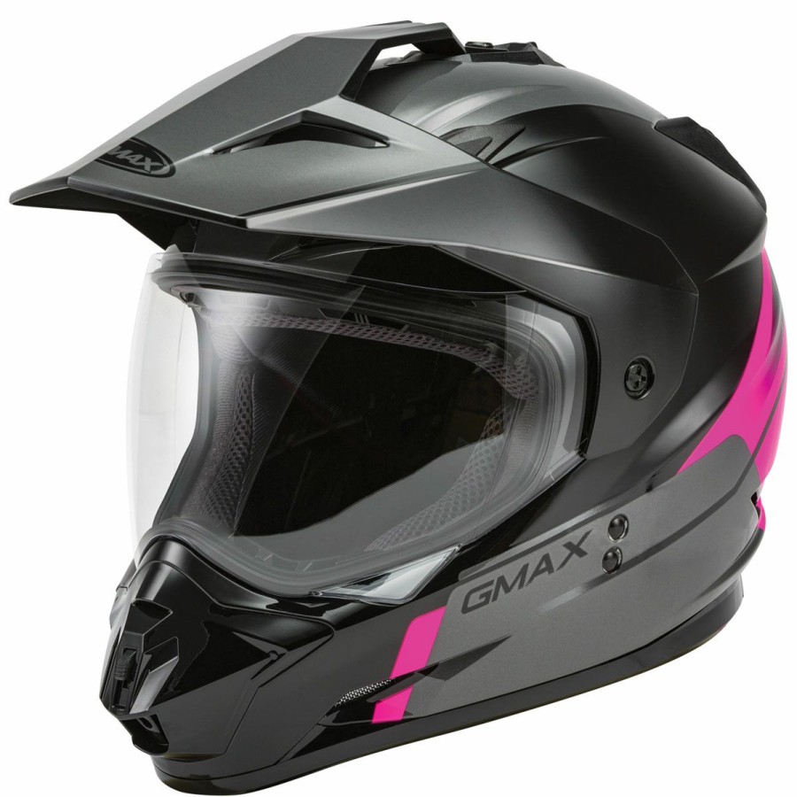 Helmets * | Gmax Gm11 Scud Black/Pink/Gray Dual Sport Helmet