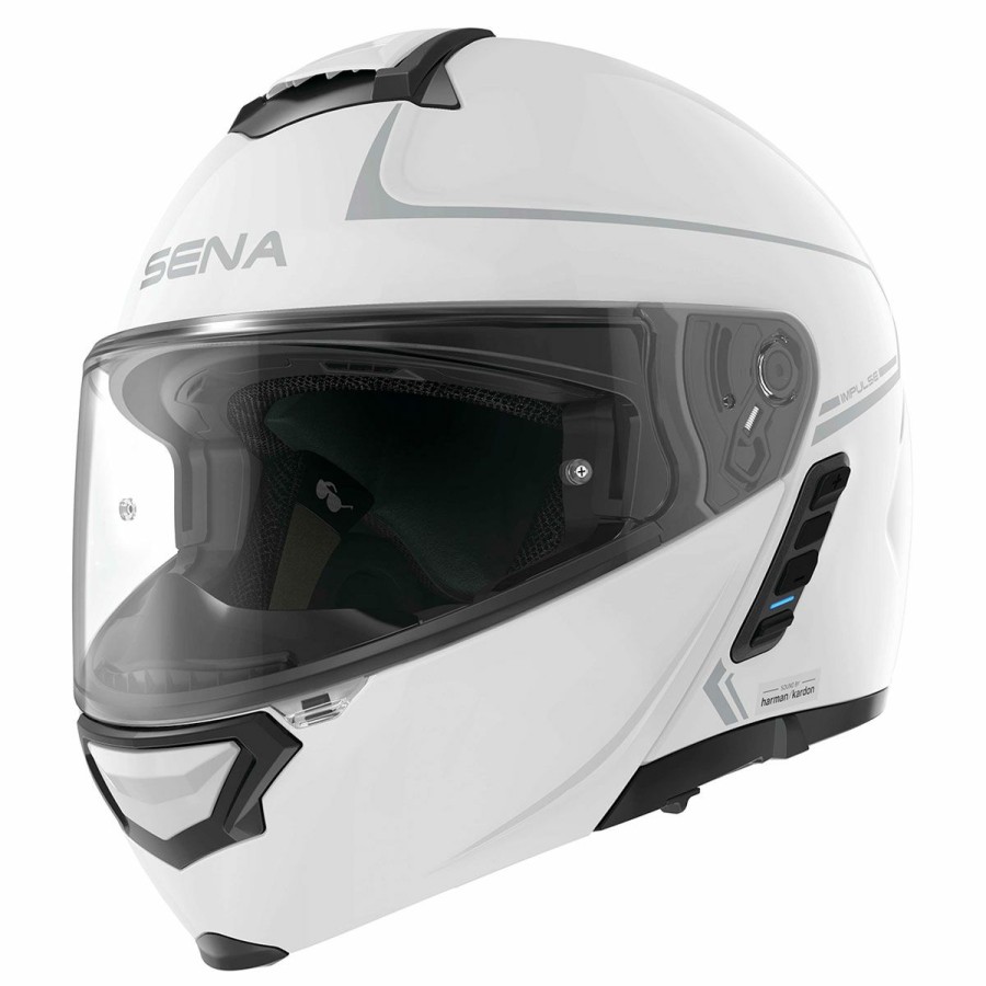 Helmets * | Sena Technologies White Impulse Modular Mesh Helmet