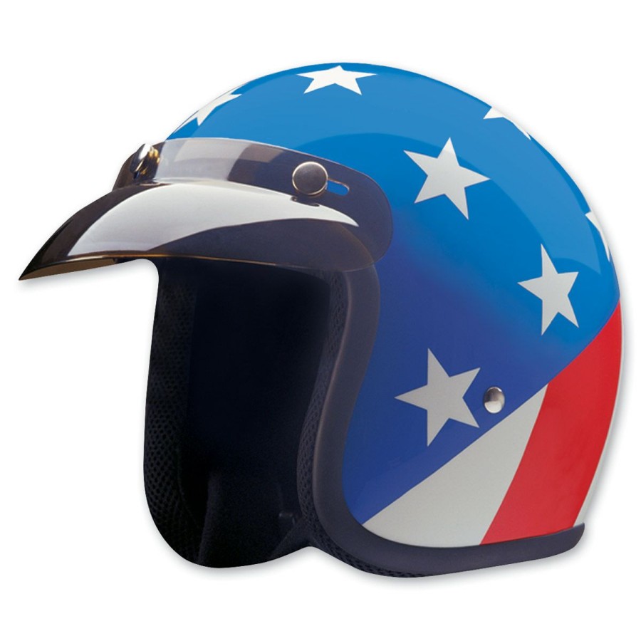 Helmets * | Hci-10 Captain America Red, White And Blue Open Face Helmet