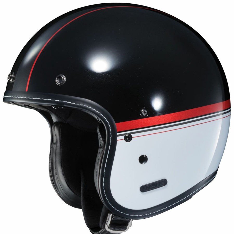 Helmets * | Hjc Is-5 Equinox Black/White/Red Stripe Open Face Helmet