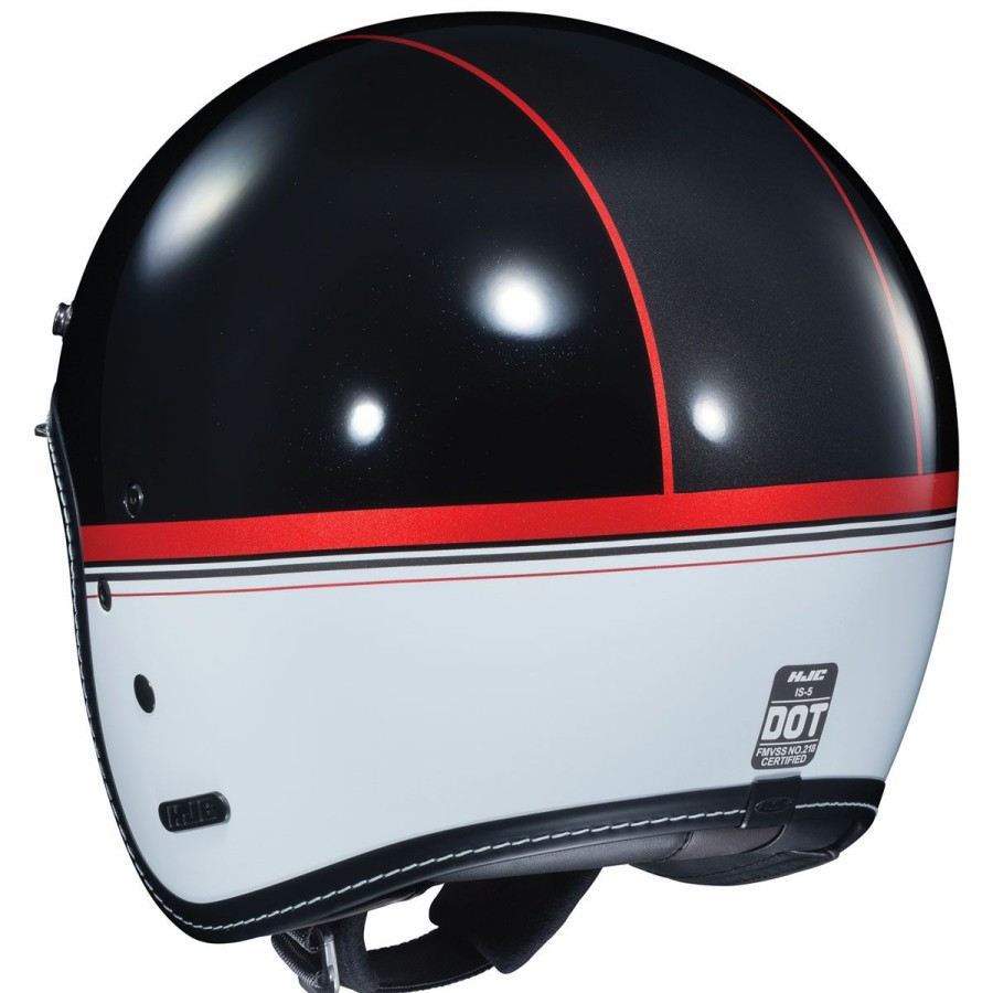 Helmets * | Hjc Is-5 Equinox Black/White/Red Stripe Open Face Helmet