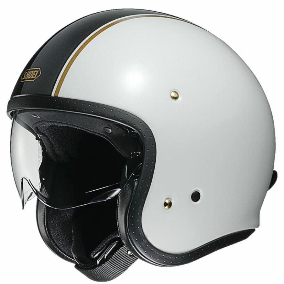 Helmets * | Shoei J-O Carburettor White/Black Open Face Helmet