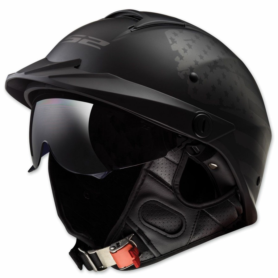 Helmets * | Ls2 Rebellion 1812 Matte Black Half Helmet