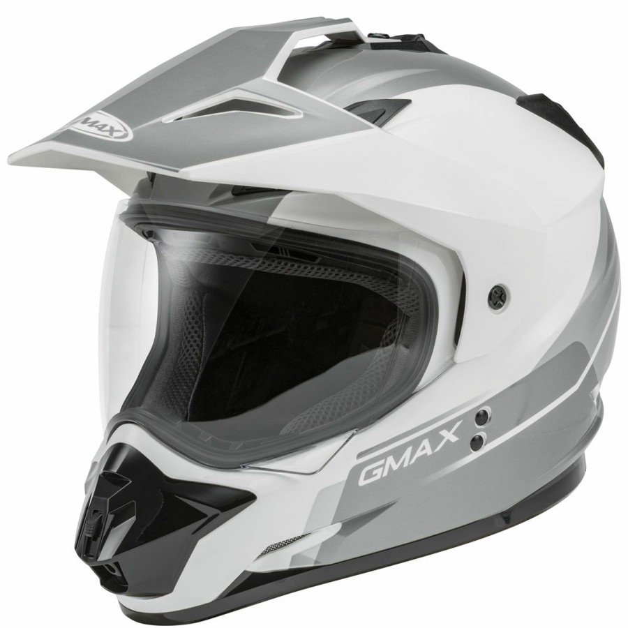 Helmets * | Gmax Gm11 Scud White/Gray Dual Sport Helmet