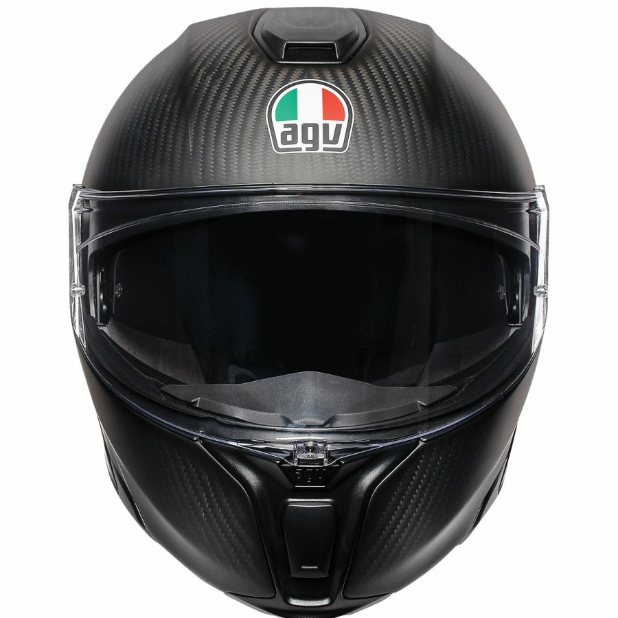 Helmets * | Agv Sport Modular Refractive Carbon/Silver Helmet