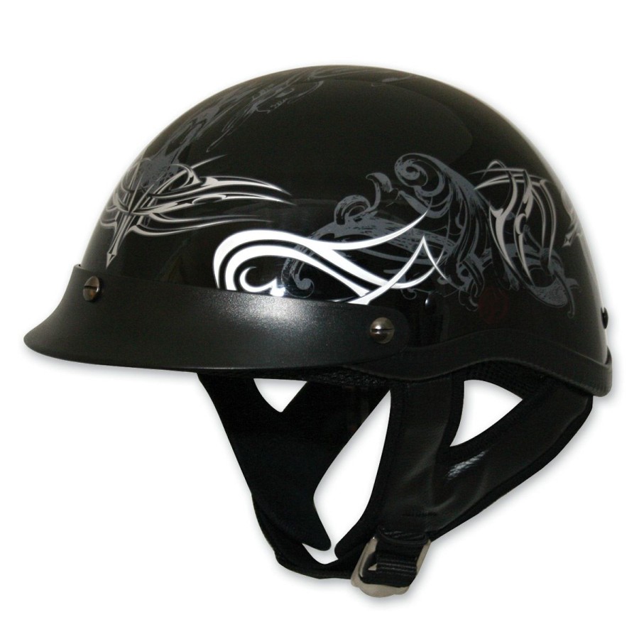 Helmets * | Hci-100 Designer Black Tribal Half Helmet