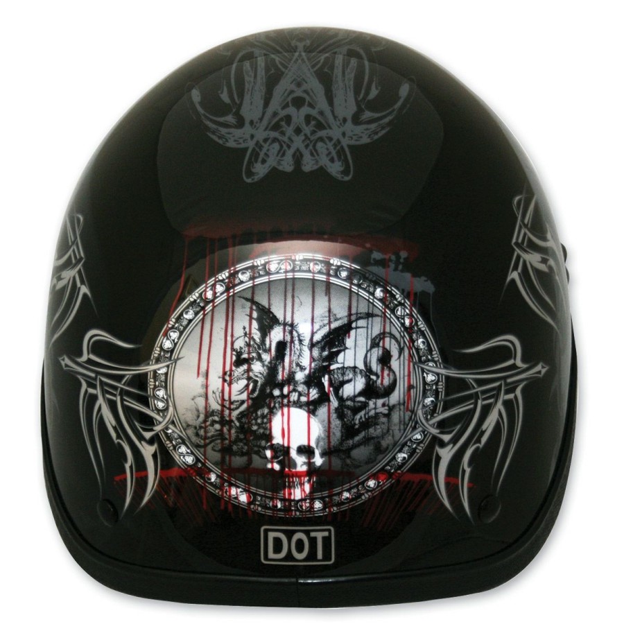 Helmets * | Hci-100 Designer Black Tribal Half Helmet