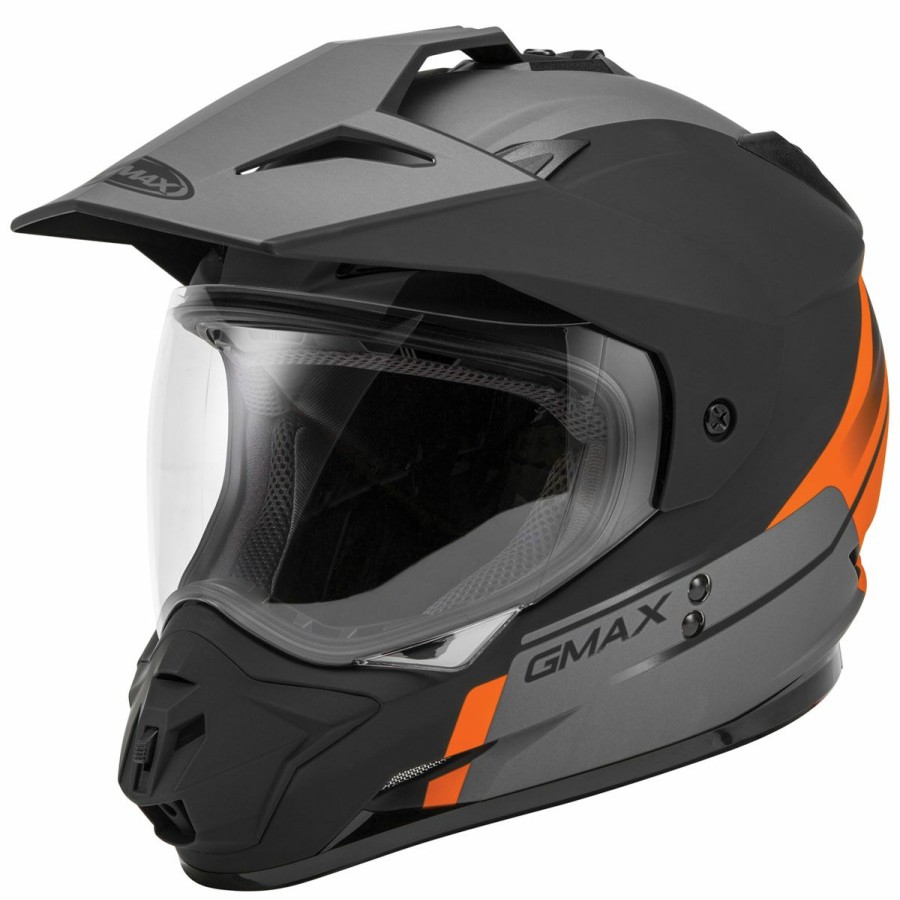 Helmets * | Gmax Gm11 Scud Matte Black/Orange/Gray Dual Sport Helmet