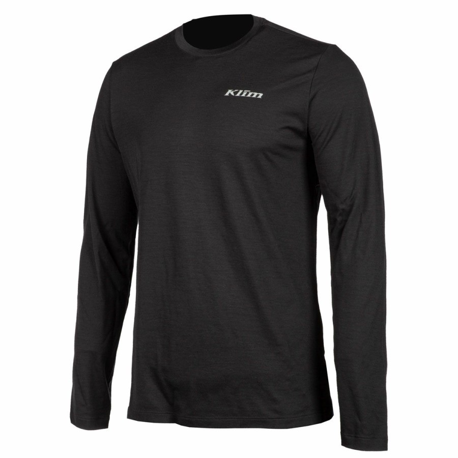 Base Layers & Underwear * | Klim Men'S Teton Merino Wool Black Long Sleeve Shirt