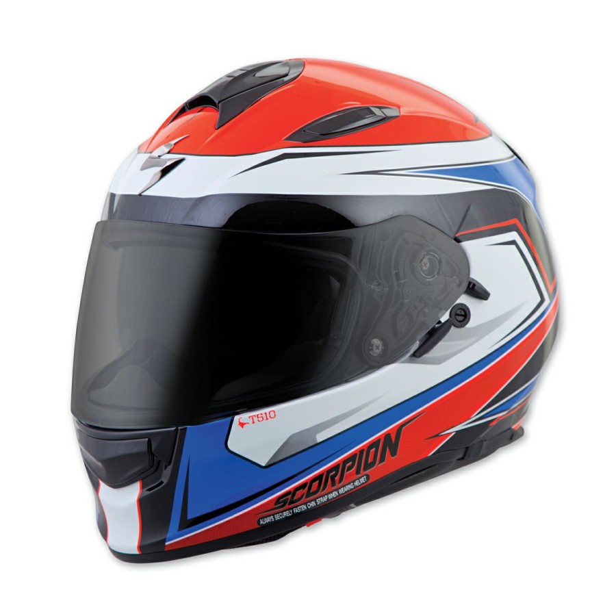 Helmets * | Scorpion Exo Exo-T510 Tarmac Red/Blue Full Face Helmet