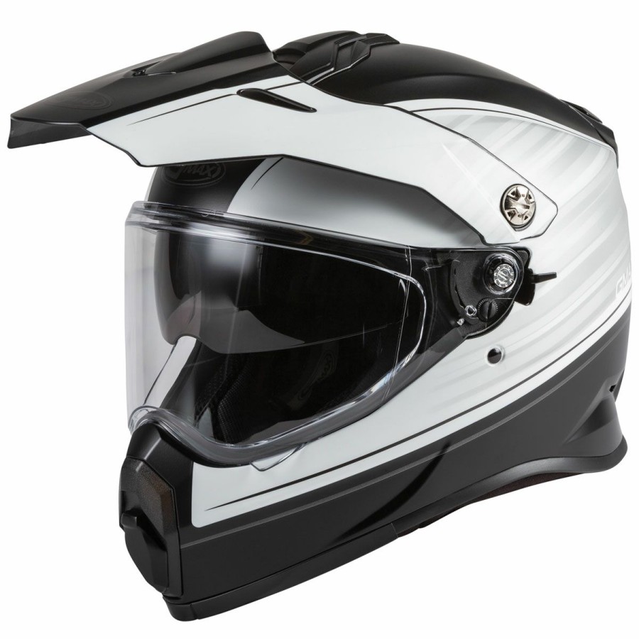 Helmets * | Gmax At-21 Raley Matte Black/White Dual Sport Helmet