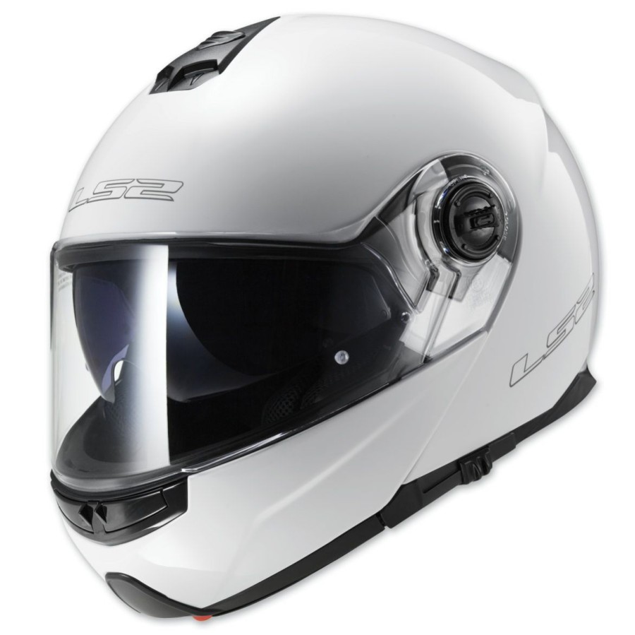 Helmets * | Ls2 Strobe Gloss White Modular Helmet