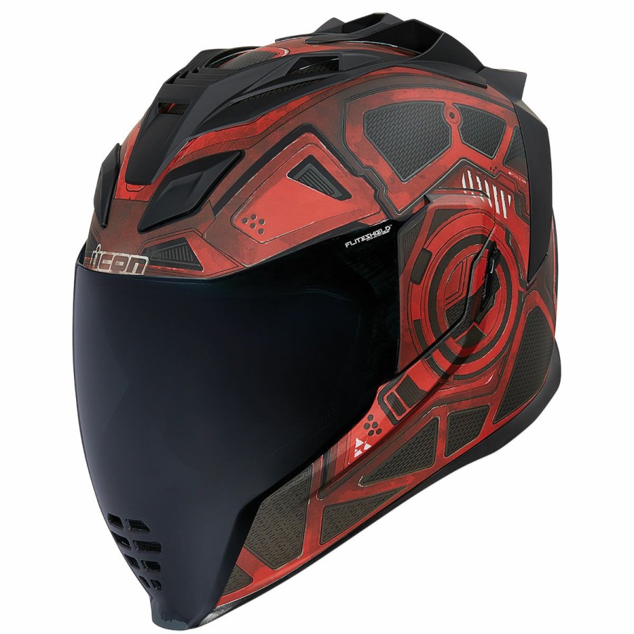 Helmets * | Icon Airflight Blockchain Red Full Face Helmet