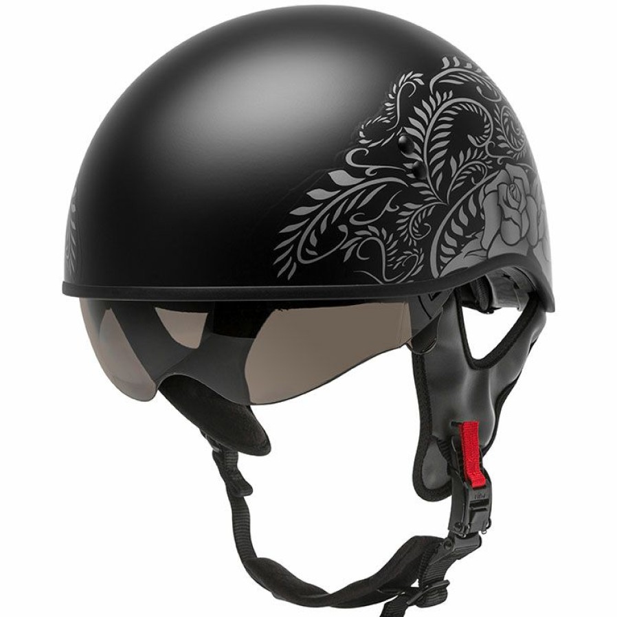 Helmets * | Gmax Hh-65 Rose Half Helmet