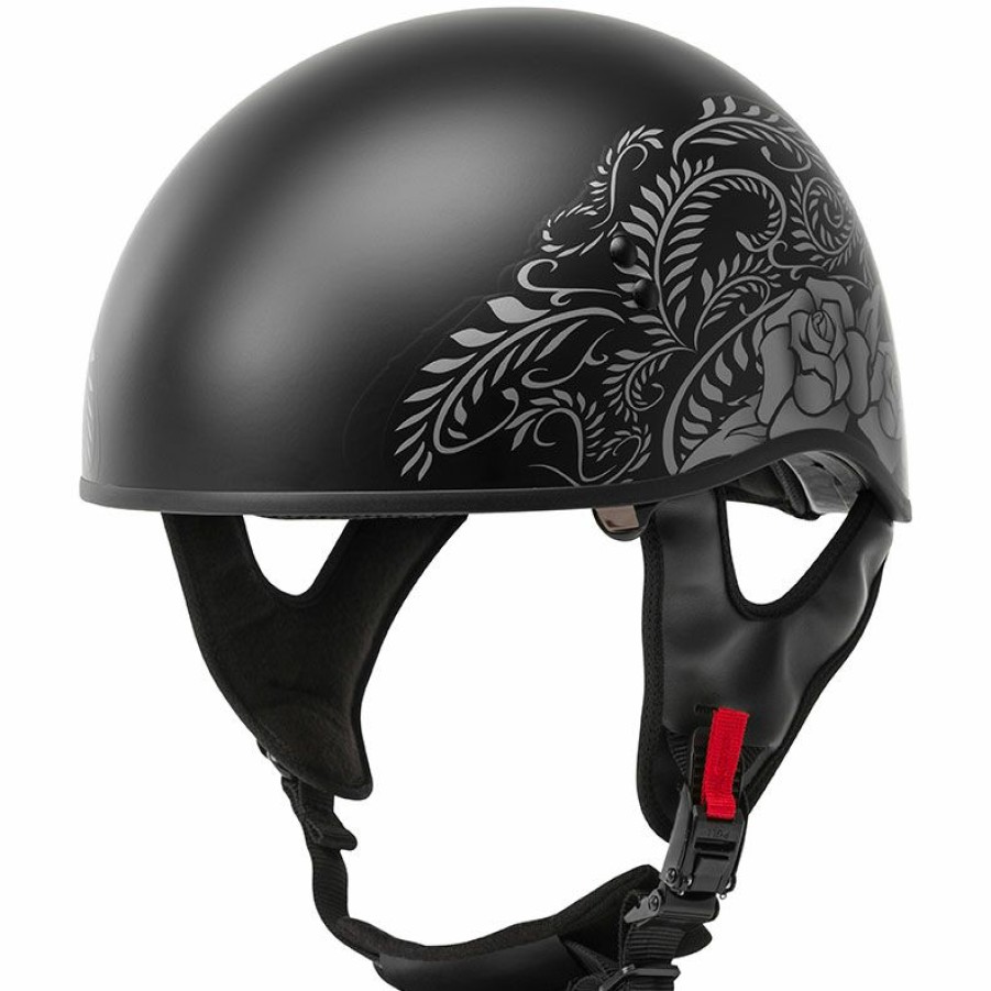 Helmets * | Gmax Hh-65 Rose Half Helmet