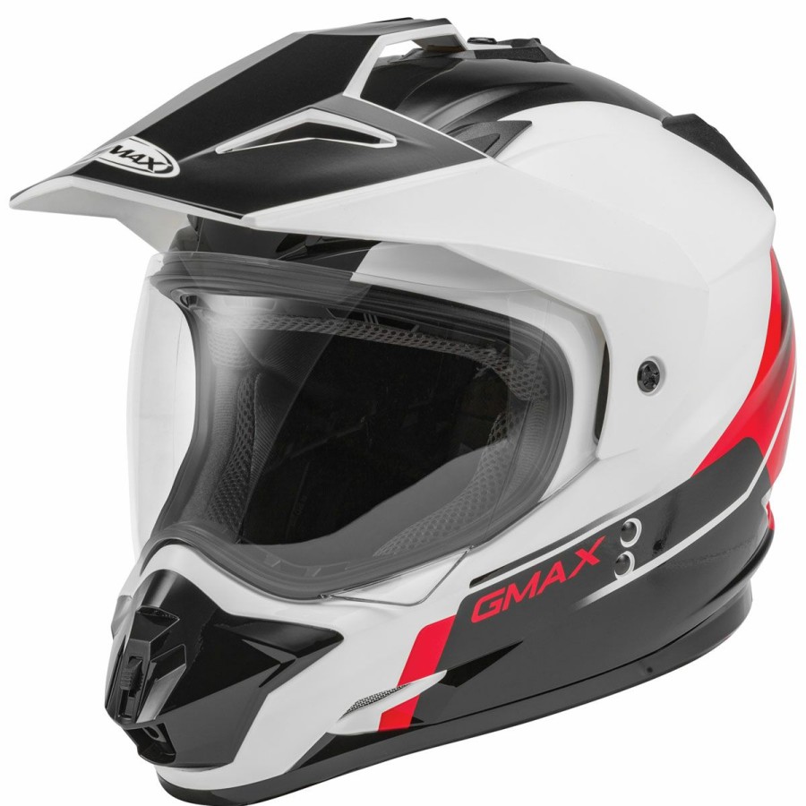 Helmets * | Gmax Gm11 Scud Black/White/Red Dual Sport Helmet