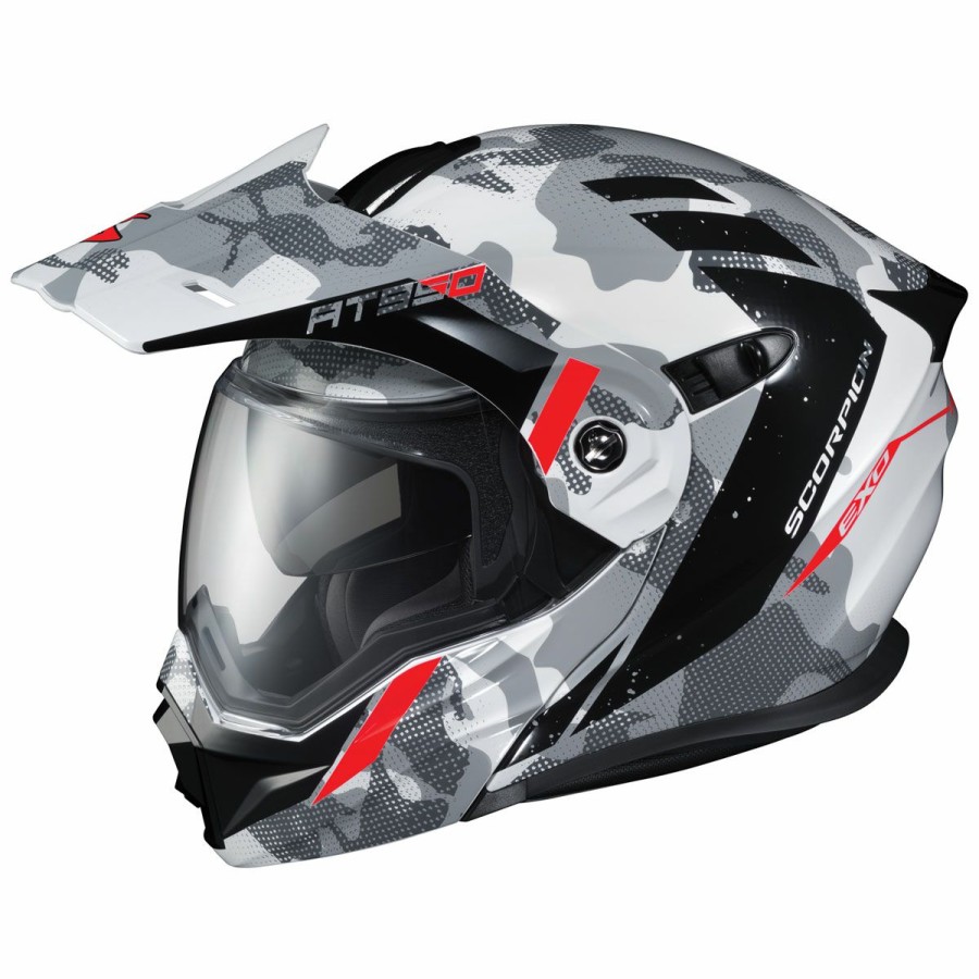 Helmets * | Scorpion Exo Exo-At950 Outrigger White/Gray Modular Helmet